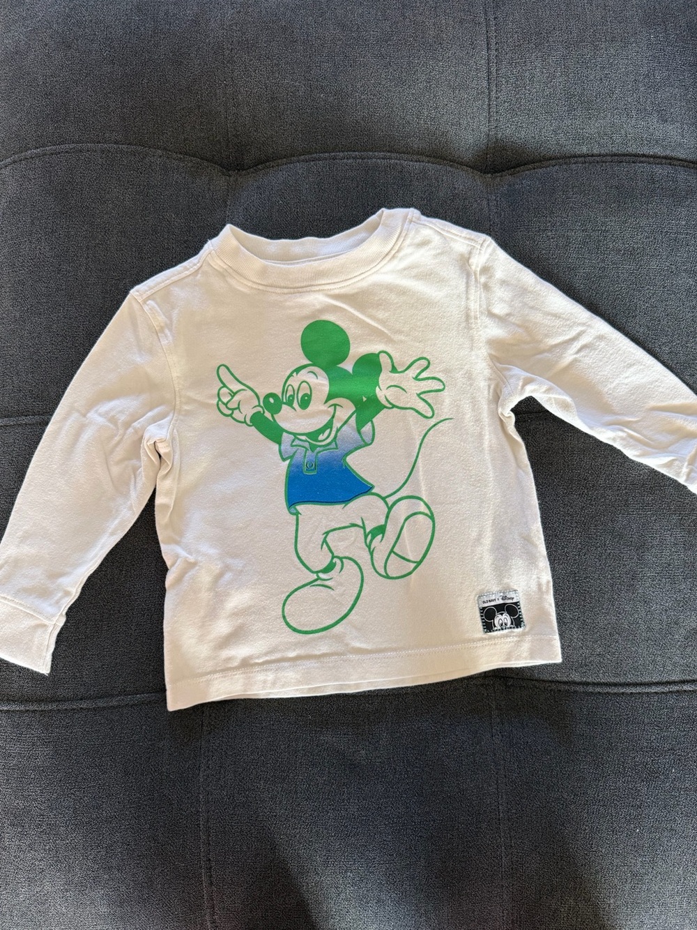 Kids White Mickey Mouse Graphic Long-Sleeve Shirt